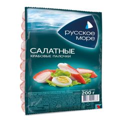 Крабовые палочки Русское море 200гр\8шт салатные охлажденные вакуум