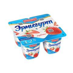 Продукт йогуртный Эрмигурт 100гр\ Клубника 3,2% (ЗМЖ) 