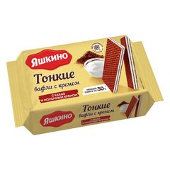 Вафли Яшкино 144гр\ тонкие с какао и молоч.кремом 