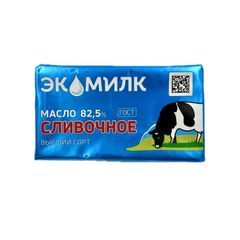 Масло сливочное  Экомилк 180гр\ Крестьянское несоленое 82,5%  