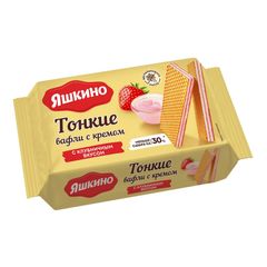 Вафли Яшкино 144гр\ тонкие с клубнич.вкусом 