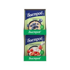 Хлопья Быстров 40гр\20 с черникой, с клубникой и молоком. Коробка