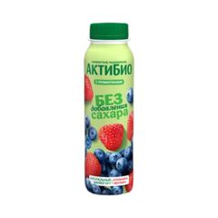 Биойогурт АКТИБИО 260гр\9шт Клубника и Черника без сахара пэт