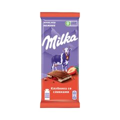 Шоколад Милка 80гр\20шт Клубника со сливками 
