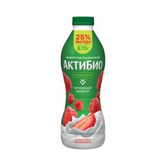 Биойогурт АКТИБИО 870гр\6шт Клубника-земляника 1,5%  пэт