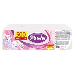 Салфетки Plushe 500шт\4шт Белый/салат/абрикос м/у