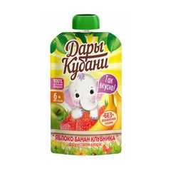 Пюре Дары Кубани 90гр\12шт из яблок, бананов и клубники дой-пак