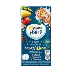 Кашка Фруто Няня 200гр\18шт "Перед сном" 5 злаков Клубника-Банан 6+ 