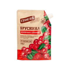 Ягода Стоев 270гр\18шт Брусника протертая с сахаром дой-пак