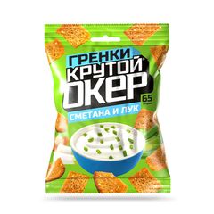 Гренки Крутой Окер 60гр\40шт со вкусом "Сметана и лук" флоу-пак