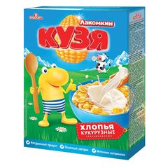 Хлопья Кузя Лакомкин 250гр\8шт кукурузные  глазир. сахарной глазурью 