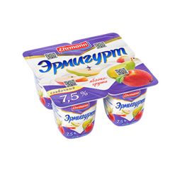 Продукт йогуртный Эрмигурт 100гр\ Яблоко-груша 7,5% (ЗМЖ) 