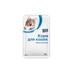Корм для кошек ARO 85гр\30шт лосось и фоорель в соусе пауч сашет