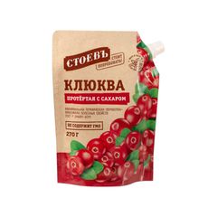 Ягода Стоев 270гр\18шт Клюква протертая с сахаром дой-пак