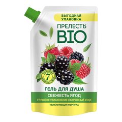 Гель для душа Прелесть BIO 1л\6шт Свежесть ягод (РАСПРОДАЖА) дой-пак