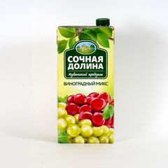 Сок Сочная Долина 1,93л\6шт Яблоко Виноград Рябина Виноградный Микс ССН TBA slim