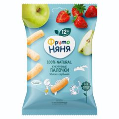 Кукурузные палочки Фруто Няня 20гр\9шт с яблоком и клубникой флоу-пак