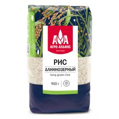 Крупа Агро-Альянс 900гр\12шт Рис Длиннозерный Элитный 