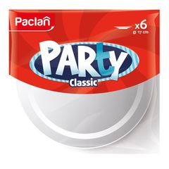Тарелка Paclan 6шт\15шт пластик.PS, белая 170мм.,Party Classic 