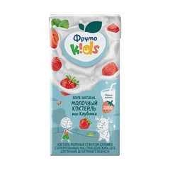 Коктейль Фруто Няня 200мл\12шт ФрутоKids молоч. "Клубника" тетра-пак