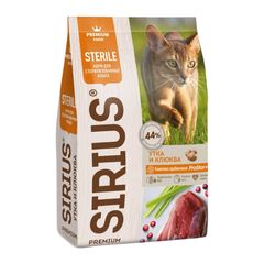 Корм для кошек Sirius 400гр\24шт д/стерилиз. кошек с уткой и клюквой zip-пакет