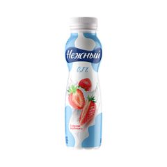 Продукт йогуртный Нежный 285гр\ 0,1% С соком клубники (ЗМЖ) бут.
