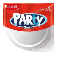 Тарелка Paclan 6шт\16шт пластик.PS, белая, диаметр 230мм Party Classic 