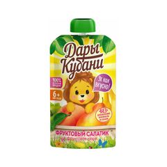 Пюре Дары Кубани 90гр\12шт из яблок, груш, бананов и манго дой-пак