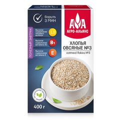 Хлопья Агро-Альянс 400гр\12шт овсяные №3 