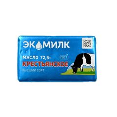Масло сливочное  Экомилк 160гр\ Крестьянское несоленое 72,5%  