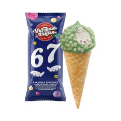 Мороженое Чистая Линия 70гр\ Сахарная трубочка с рисовыми шариками в рожке 