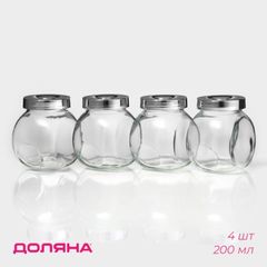 Банки  4шт\ по 200мл д/хранения сыпуч. «Блеск» 10756 