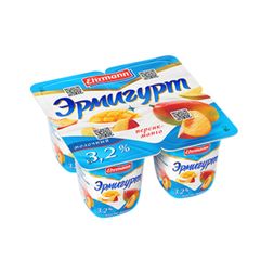 Продукт йогуртный Эрмигурт 100гр\ Персик-манго 3,2% (ЗМЖ) 